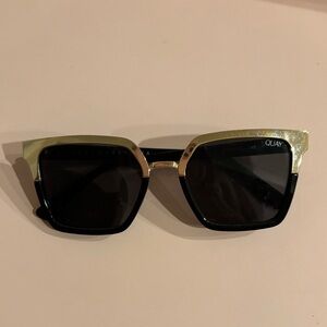 Quay Australia Black and Gold Geometric Sunglasses